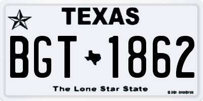 TX license plate BGT1862
