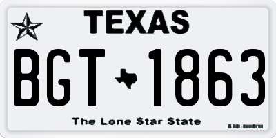 TX license plate BGT1863