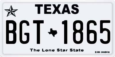 TX license plate BGT1865