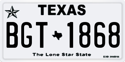 TX license plate BGT1868