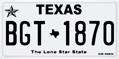 TX license plate BGT1870