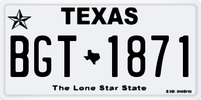 TX license plate BGT1871