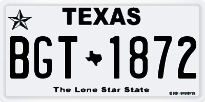 TX license plate BGT1872