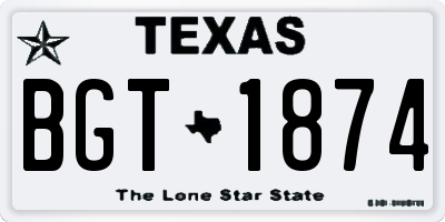 TX license plate BGT1874