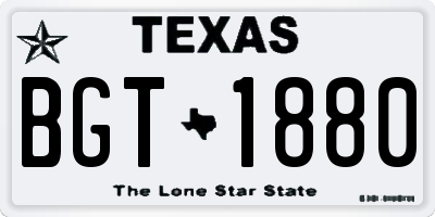 TX license plate BGT1880