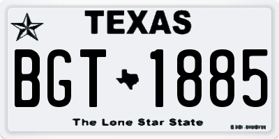 TX license plate BGT1885