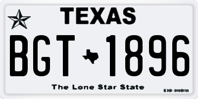 TX license plate BGT1896
