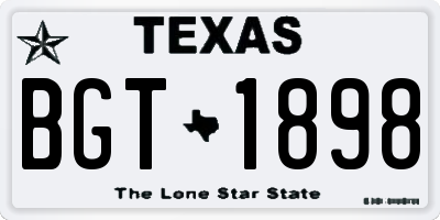TX license plate BGT1898