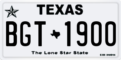 TX license plate BGT1900