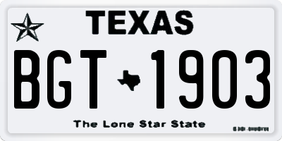 TX license plate BGT1903