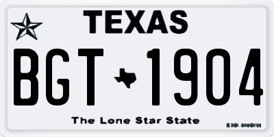 TX license plate BGT1904