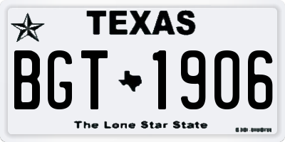 TX license plate BGT1906