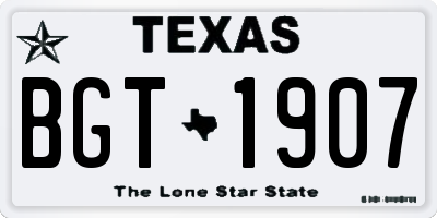 TX license plate BGT1907