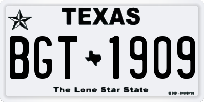 TX license plate BGT1909
