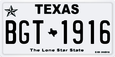 TX license plate BGT1916