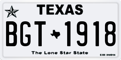 TX license plate BGT1918