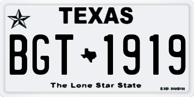 TX license plate BGT1919