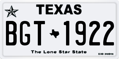 TX license plate BGT1922