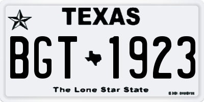 TX license plate BGT1923