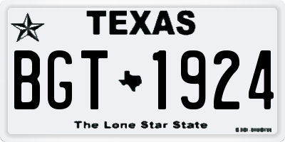 TX license plate BGT1924