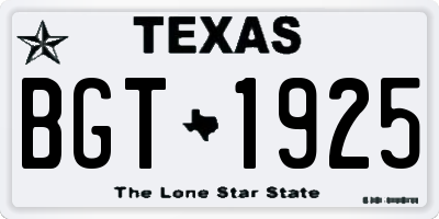 TX license plate BGT1925