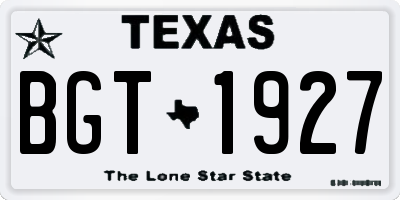 TX license plate BGT1927