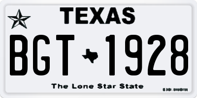 TX license plate BGT1928
