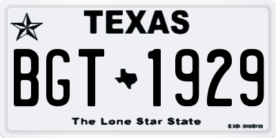 TX license plate BGT1929