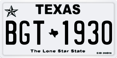 TX license plate BGT1930