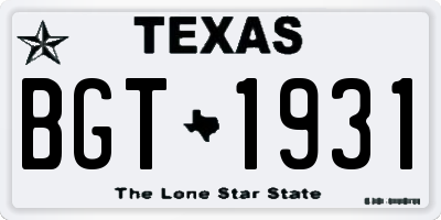TX license plate BGT1931
