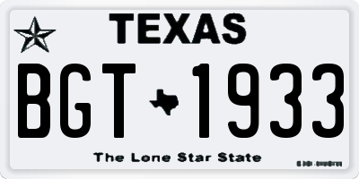 TX license plate BGT1933