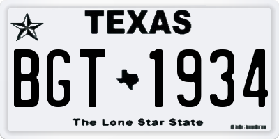TX license plate BGT1934