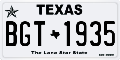 TX license plate BGT1935
