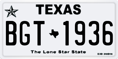 TX license plate BGT1936