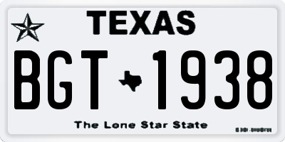 TX license plate BGT1938