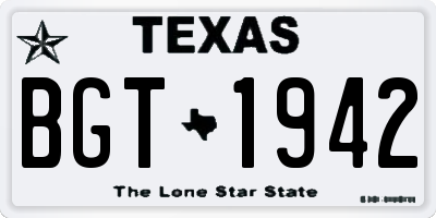 TX license plate BGT1942