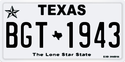 TX license plate BGT1943