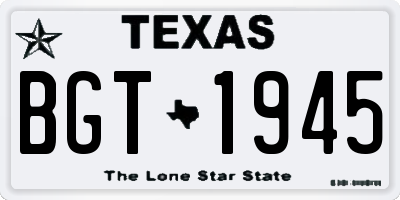 TX license plate BGT1945