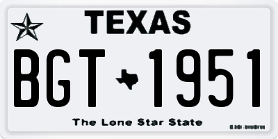 TX license plate BGT1951