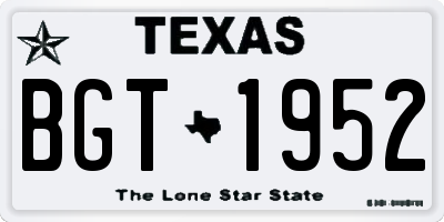TX license plate BGT1952
