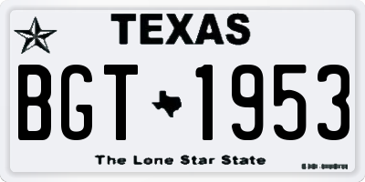 TX license plate BGT1953
