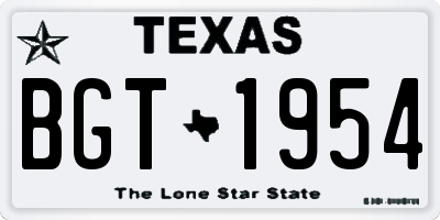 TX license plate BGT1954