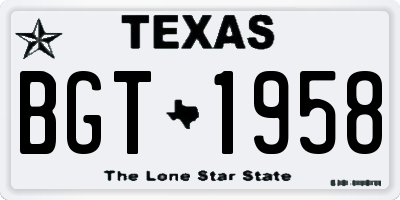 TX license plate BGT1958
