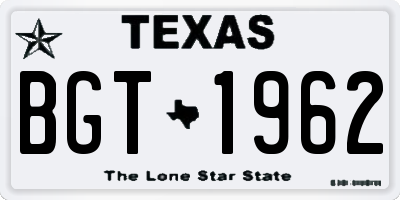 TX license plate BGT1962
