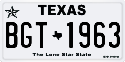 TX license plate BGT1963
