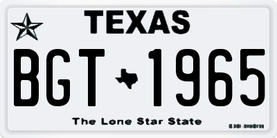 TX license plate BGT1965