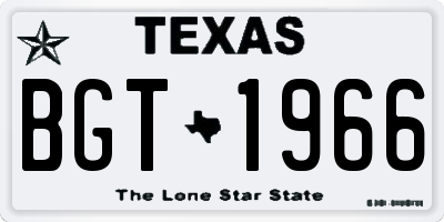 TX license plate BGT1966