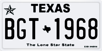 TX license plate BGT1968