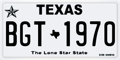 TX license plate BGT1970