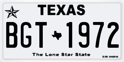 TX license plate BGT1972
